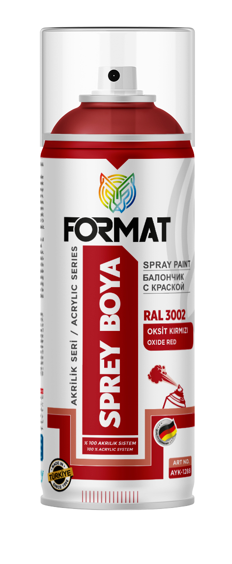 FORMAT RAL 3002 OKSIT KIRMIZI AKRILIK SPREY BOYA 400 ML